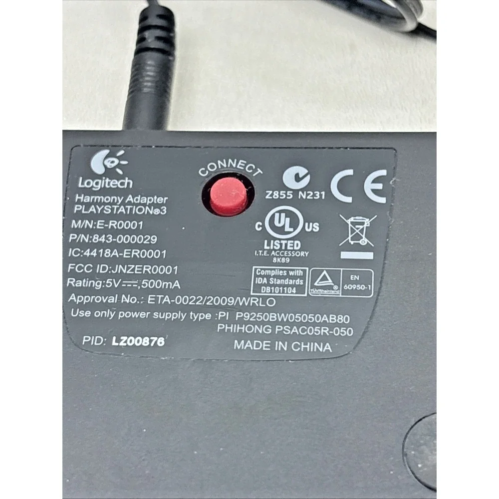 Logitech Harmony Adapter for‎ PlayStation 3 E-R0001 w/ Power Supply